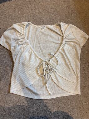 Garage White Ribbed Crop Top